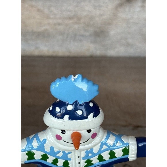 Vintage Department 56 Snowman Snowsuit Ornament Blue and White 5"‎ - Picture 5 of 13